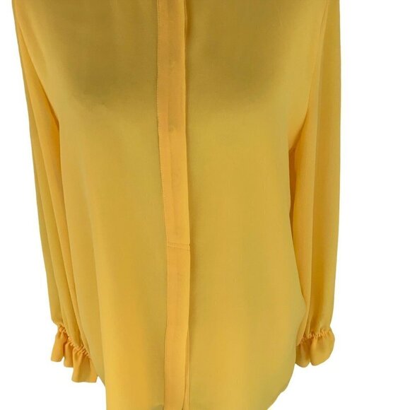 Gibson & Latimer Women's S Small Pop-Over Blouse Semi Sheer Bright Yellow - Picture 3 of 6
